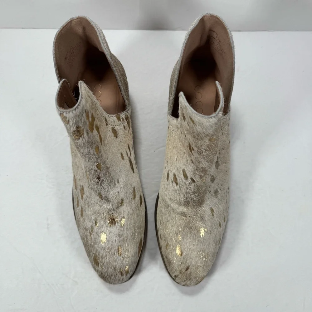 Coconuts by Matisse Pronto Cream Metallic Gold Calf Hair Split Shaft Bootie 9.5M